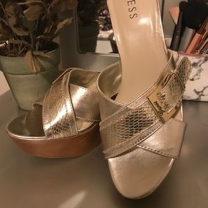 Guess Platform Gold Sandals